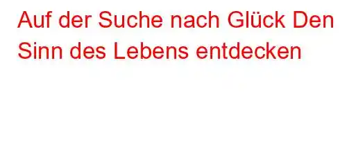 Auf der Suche nach Glück Den Sinn des Lebens entdecken