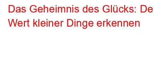 Das Geheimnis des Glücks: Den Wert kleiner Dinge erkennen