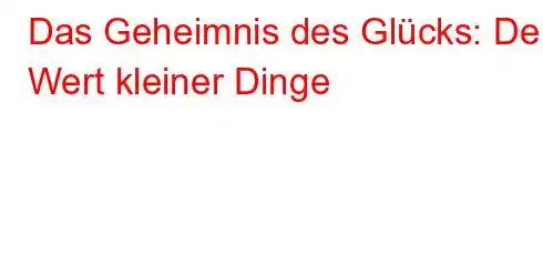 Das Geheimnis des Glücks: Der Wert kleiner Dinge