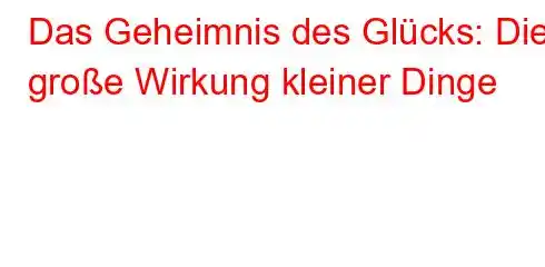 Das Geheimnis des Glücks: Die große Wirkung kleiner Dinge