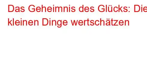 Das Geheimnis des Glücks: Die kleinen Dinge wertschätzen