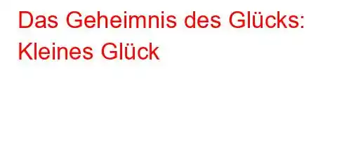 Das Geheimnis des Glücks: Kleines Glück