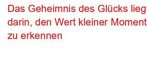 Das Geheimnis des Glücks liegt darin, den Wert kleiner Momente zu erkennen