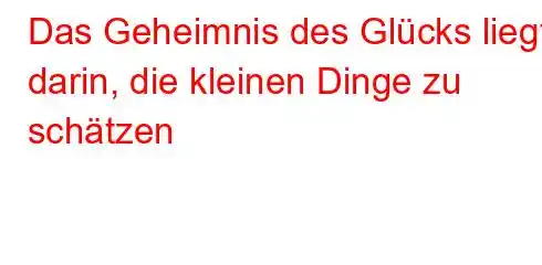 Das Geheimnis des Glücks liegt darin, die kleinen Dinge zu schätzen