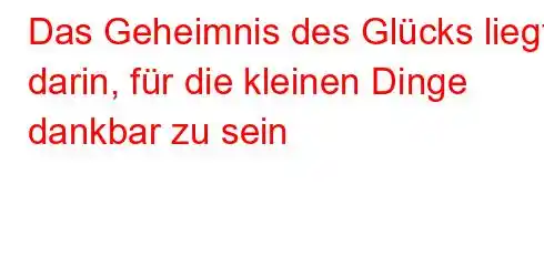 Das Geheimnis des Glücks liegt darin, für die kleinen Dinge dankbar zu sein