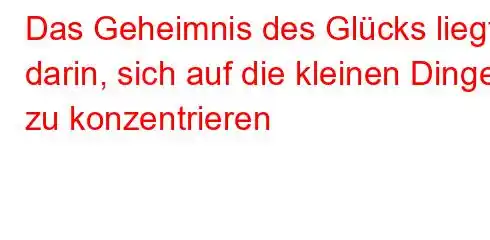 Das Geheimnis des Glücks liegt darin, sich auf die kleinen Dinge zu konzentrieren