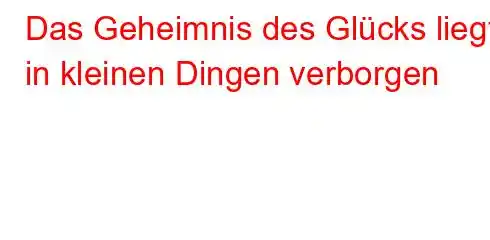 Das Geheimnis des Glücks liegt in kleinen Dingen verborgen