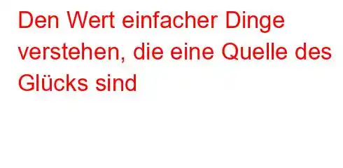 Den Wert einfacher Dinge verstehen, die eine Quelle des Glücks sind