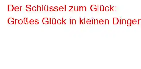 Der Schlüssel zum Glück: Großes Glück in kleinen Dingen