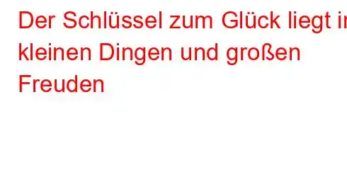 Der Schlüssel zum Glück liegt in kleinen Dingen und großen Freuden