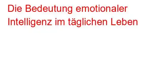 Die Bedeutung emotionaler Intelligenz im täglichen Leben