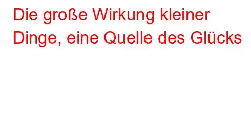 Die große Wirkung kleiner Dinge, eine Quelle des Glücks