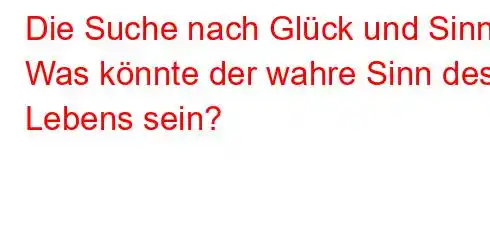 Die Suche nach Glück und Sinn Was könnte der wahre Sinn des Lebens sein?