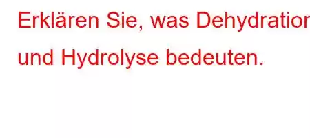 Erklären Sie, was Dehydration und Hydrolyse bedeuten.