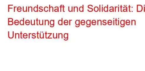 Freundschaft und Solidarität: Die Bedeutung der gegenseitigen Unterstützung