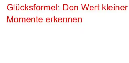 Glücksformel: Den Wert kleiner Momente erkennen