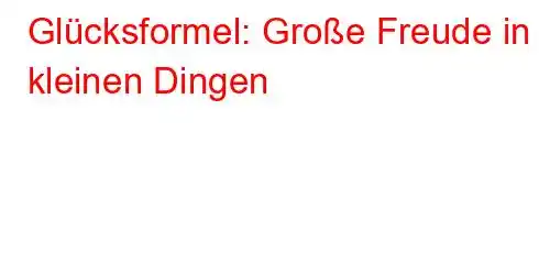 Glücksformel: Große Freude in kleinen Dingen