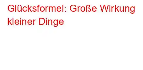 Glücksformel: Große Wirkung kleiner Dinge