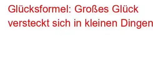 Glücksformel: Großes Glück versteckt sich in kleinen Dingen