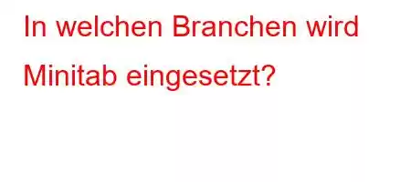 In welchen Branchen wird Minitab eingesetzt?