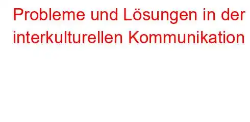 Probleme und Lösungen in der interkulturellen Kommunikation