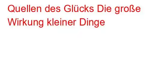 Quellen des Glücks Die große Wirkung kleiner Dinge