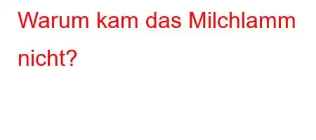 Warum kam das Milchlamm nicht