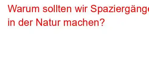 Warum sollten wir Spaziergänge in der Natur machen?