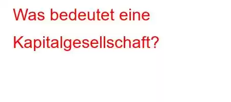 Was bedeutet eine Kapitalgesellschaft?