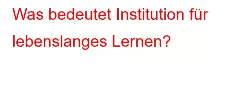 Was bedeutet Institution für lebenslanges Lernen?