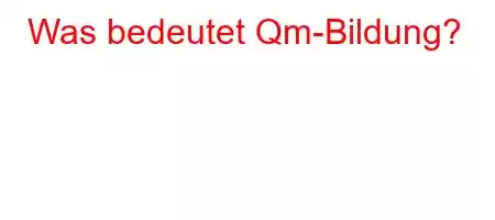 Was bedeutet Qm-Bildung