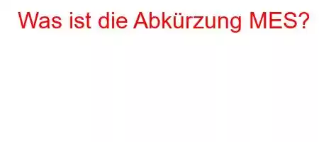 Was ist die Abkürzung MES