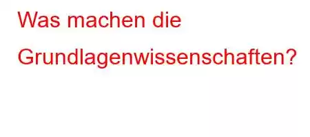 Was machen die Grundlagenwissenschaften?