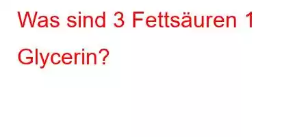 Was sind 3 Fettsäuren 1 Glycerin?