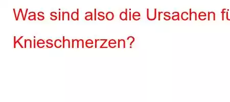 Was sind also die Ursachen für Knieschmerzen?