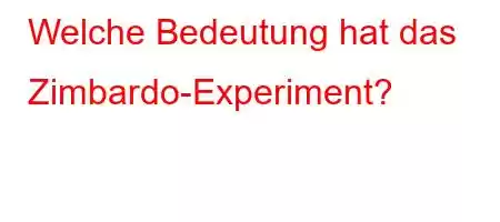 Welche Bedeutung hat das Zimbardo-Experiment