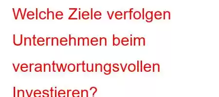 Welche Ziele verfolgen Unternehmen beim verantwortungsvollen Investieren?