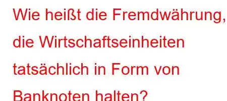 Wie heißt die Fremdwährung, die Wirtschaftseinheiten tatsächlich in Form von Banknoten halten?