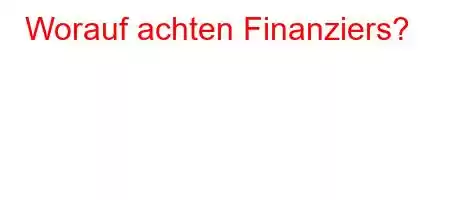 Worauf achten Finanziers?